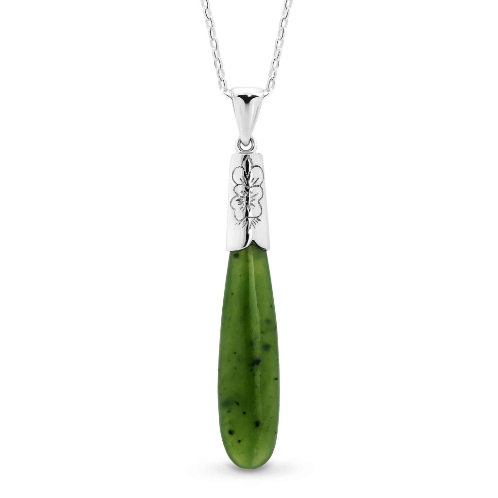 GREENSTONE JEWELLERY NZ Pounamu Drop Pendant in Sterling Silver